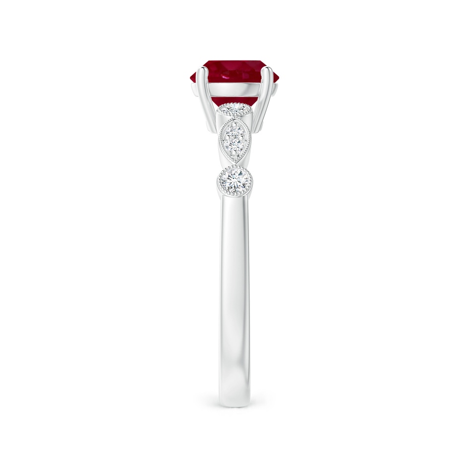 6mm AA Marquise and Dot Ruby Engagement Ring with Diamonds in White Gold side 2
