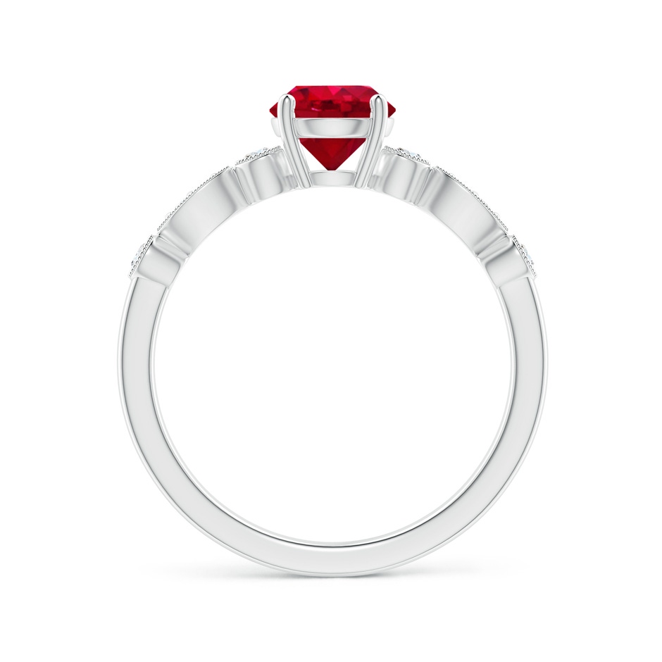 6mm AAA Marquise and Dot Ruby Engagement Ring with Diamonds in P950 Platinum side 1