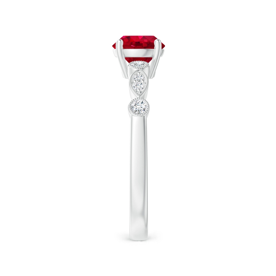 6mm AAA Marquise and Dot Ruby Engagement Ring with Diamonds in P950 Platinum side 2