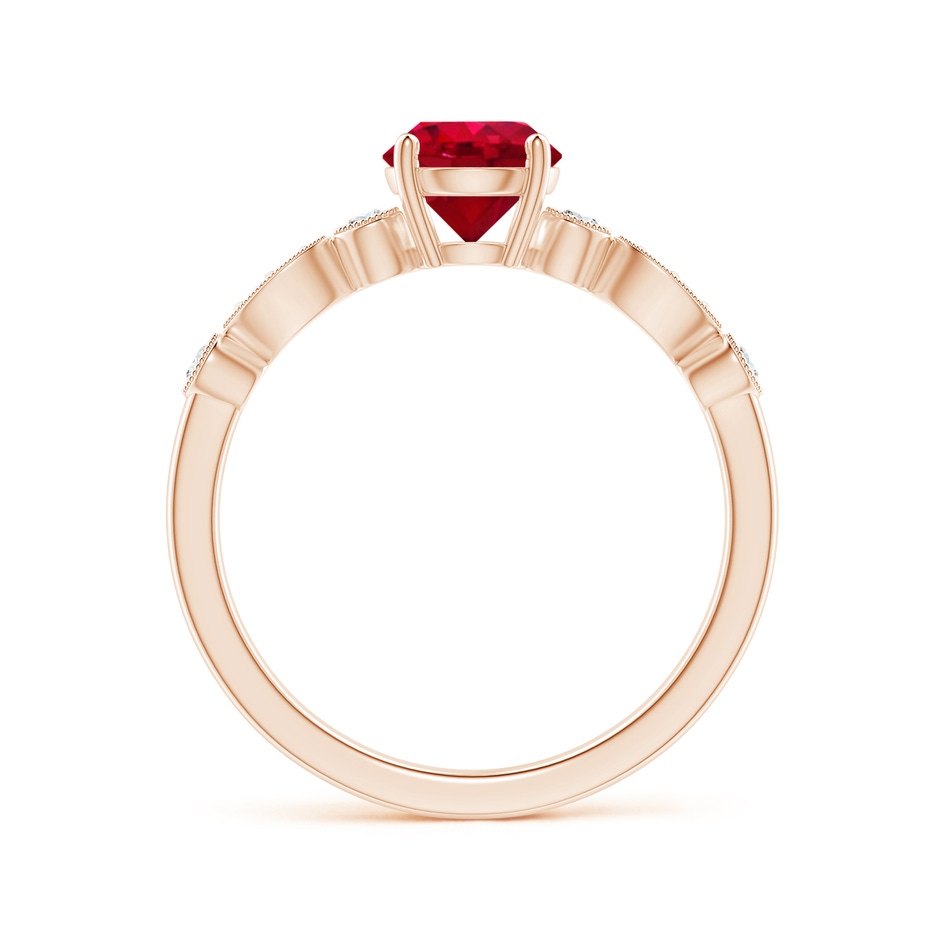6mm AAA Marquise and Dot Ruby Engagement Ring with Diamonds in Rose Gold side 1