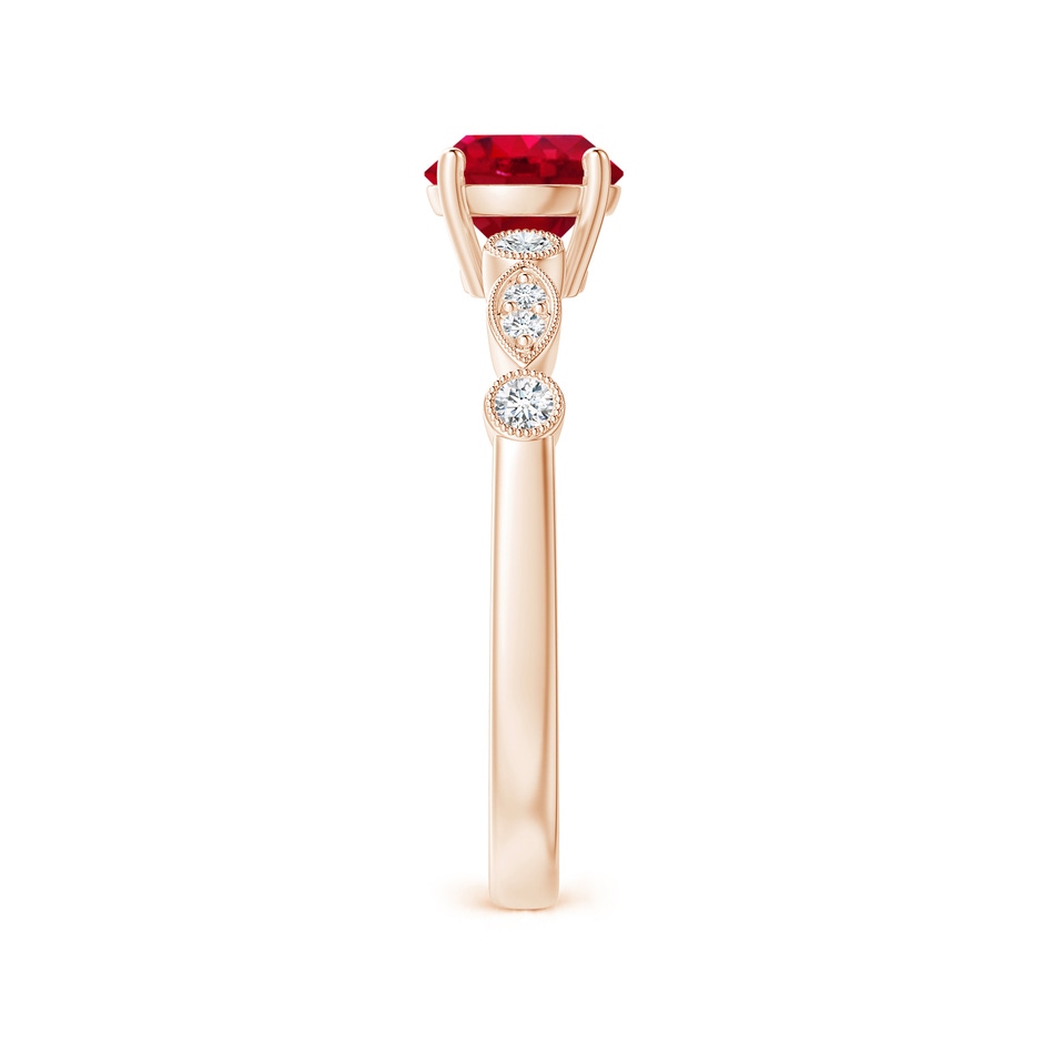 6mm AAA Marquise and Dot Ruby Engagement Ring with Diamonds in Rose Gold side 2