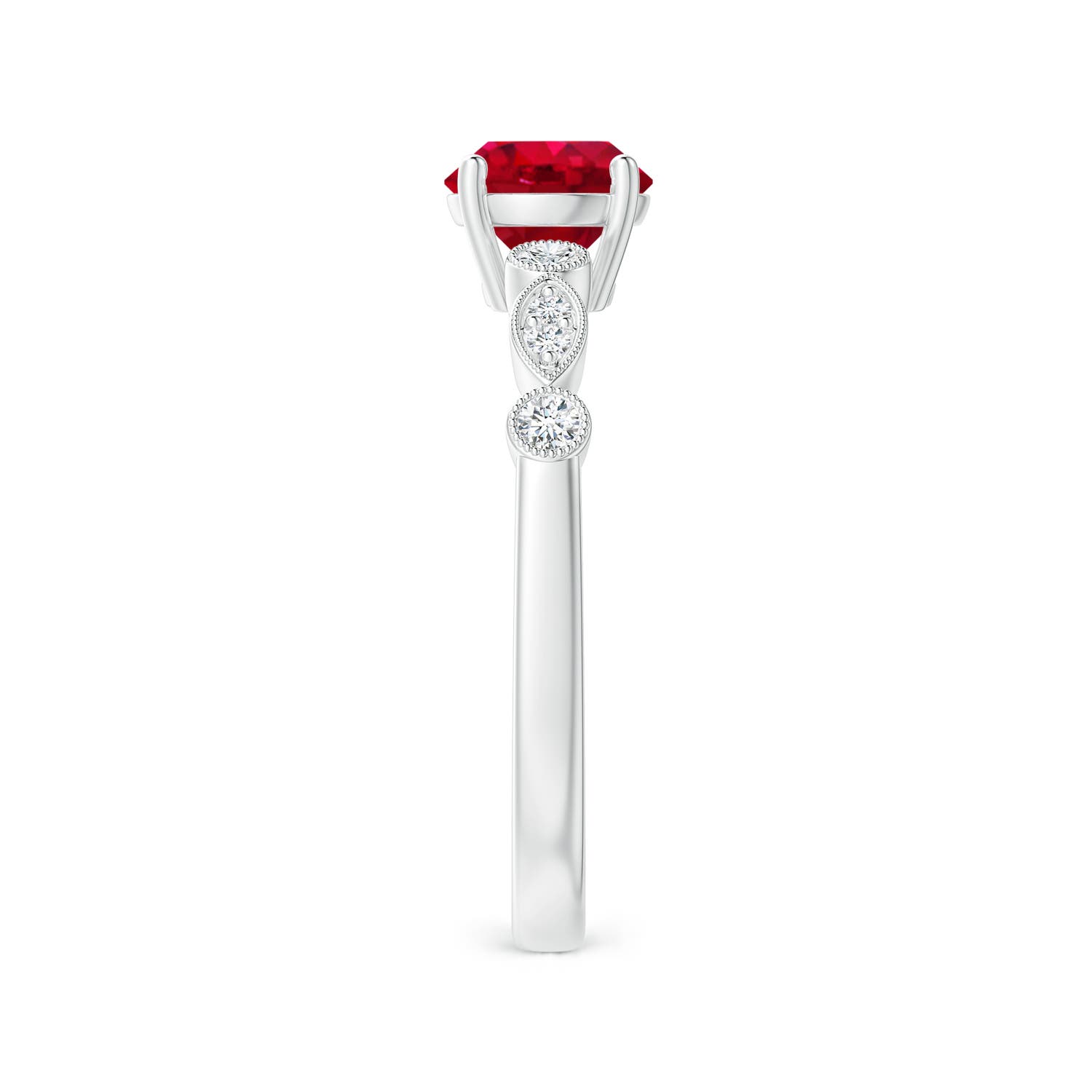 AAA - Ruby / 1.12 CT / 14 KT White Gold