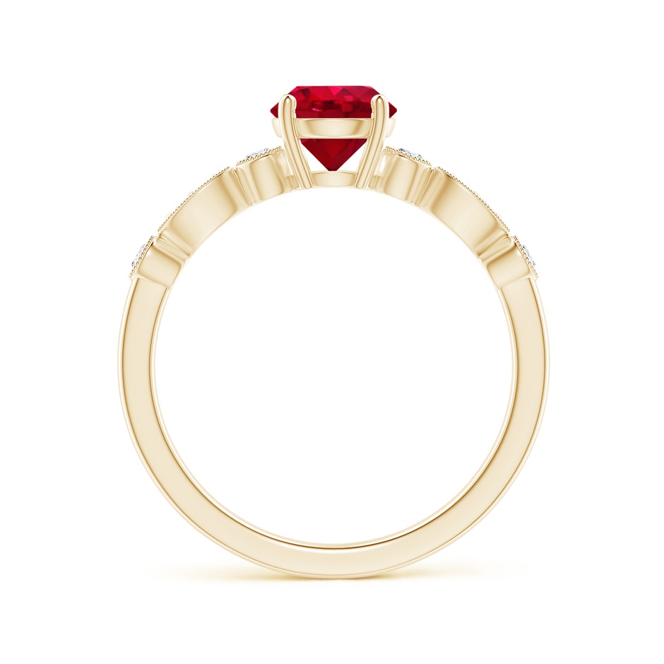 6mm AAA Marquise and Dot Ruby Engagement Ring with Diamonds in Yellow Gold side 1