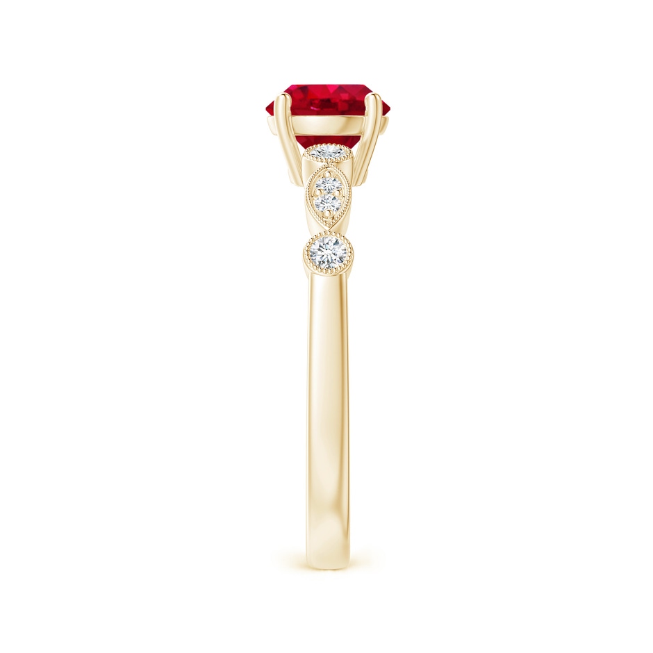 6mm AAA Marquise and Dot Ruby Engagement Ring with Diamonds in Yellow Gold side 2