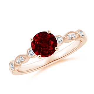 6mm AAAA Marquise and Dot Ruby Engagement Ring with Diamonds in 9K Rose Gold