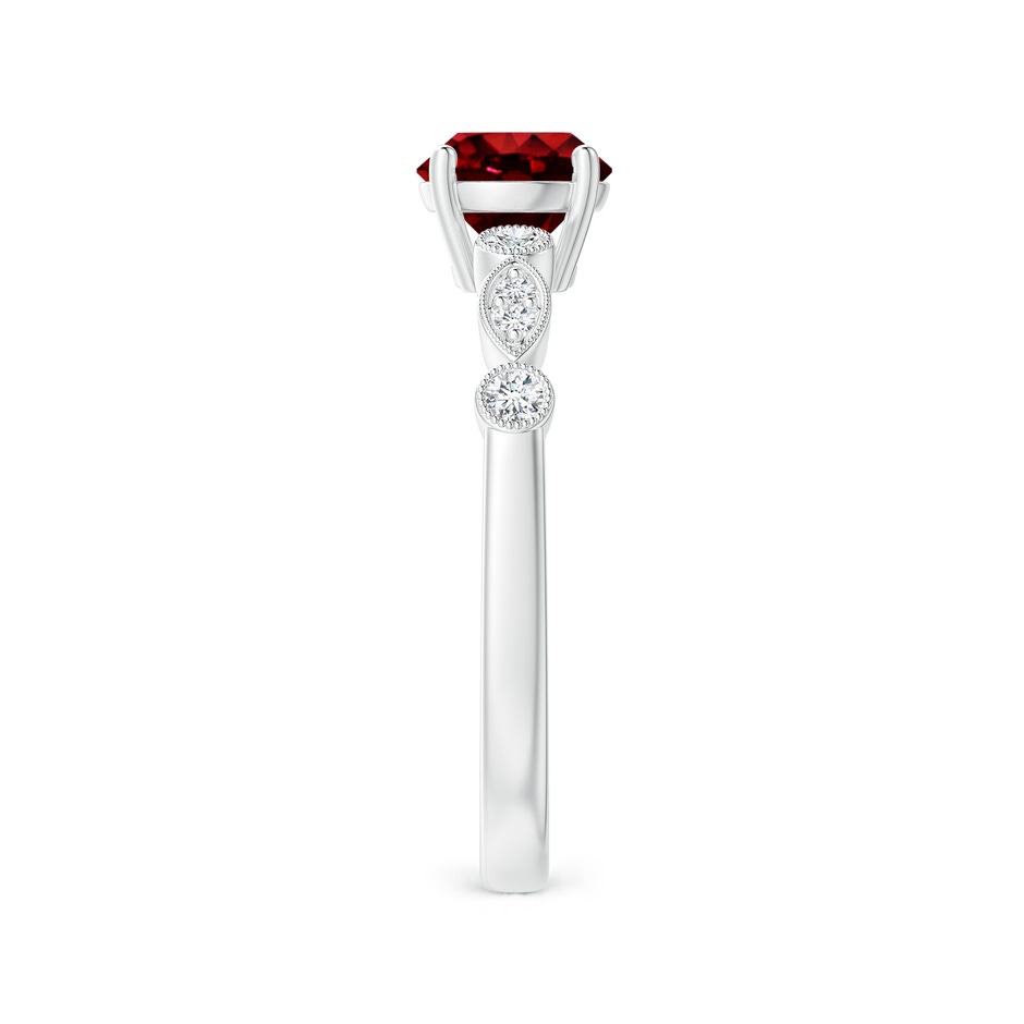 6mm Lab-Grown Marquise and Dot Ruby Engagement Ring with Diamonds in P950 Platinum side 2