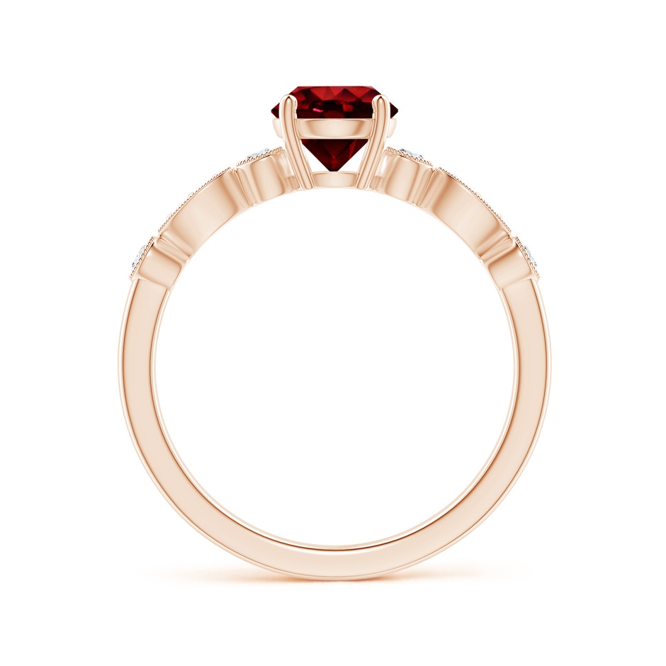 6mm AAAA Marquise and Dot Ruby Engagement Ring with Diamonds in Rose Gold side 1