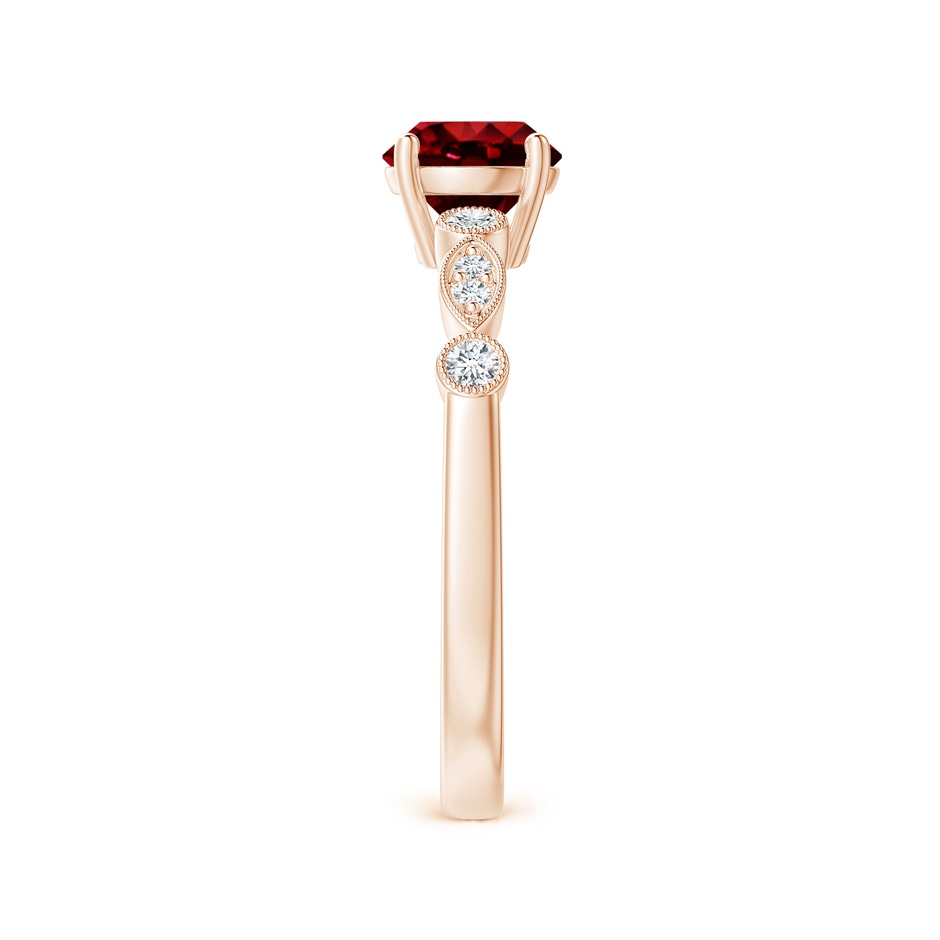 6mm AAAA Marquise and Dot Ruby Engagement Ring with Diamonds in Rose Gold side 2