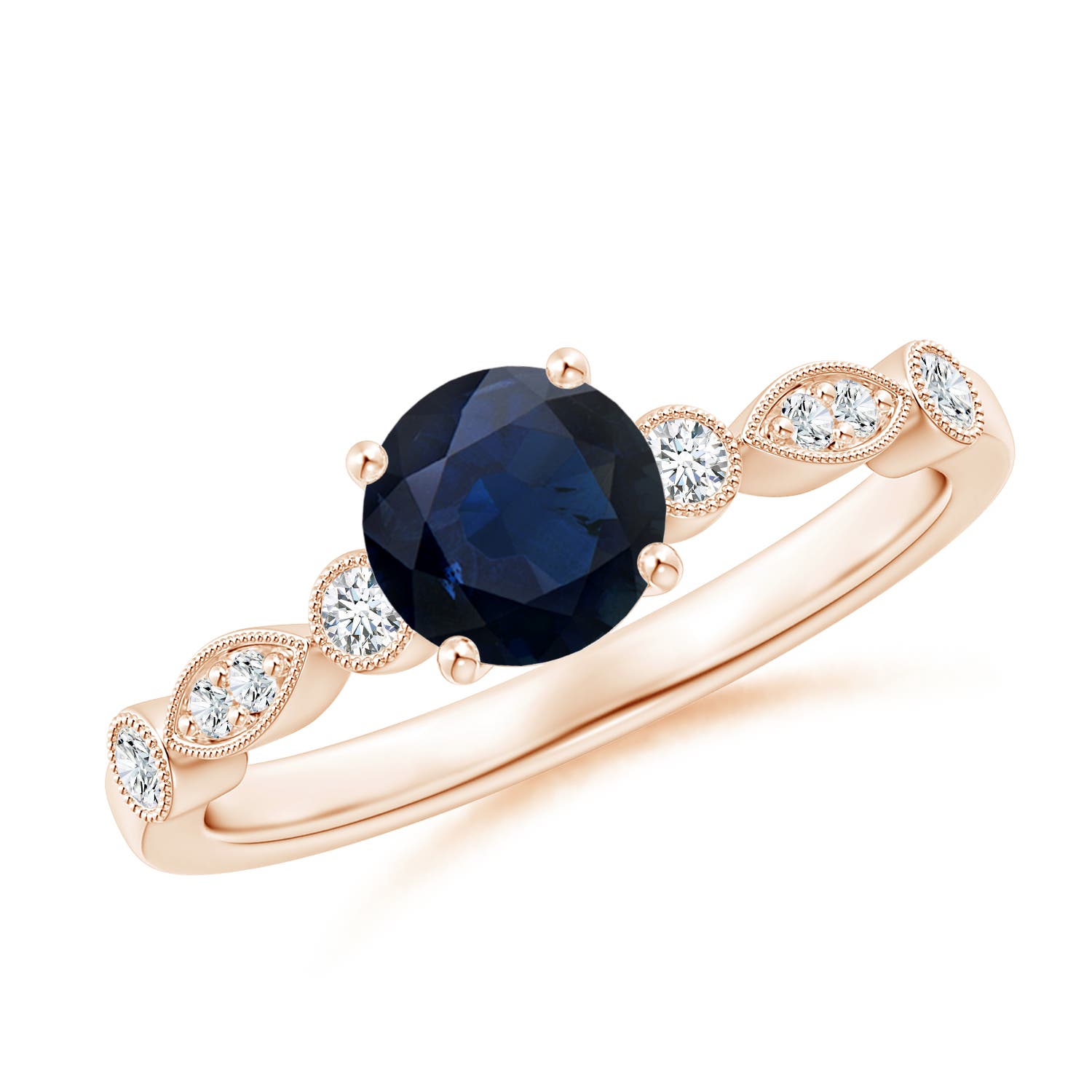 A - Blue Sapphire / 1.12 CT / 14 KT Rose Gold