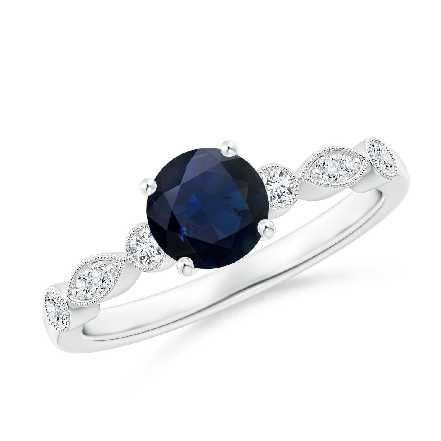 A - Blue Sapphire / 1.12 CT / 14 KT White Gold