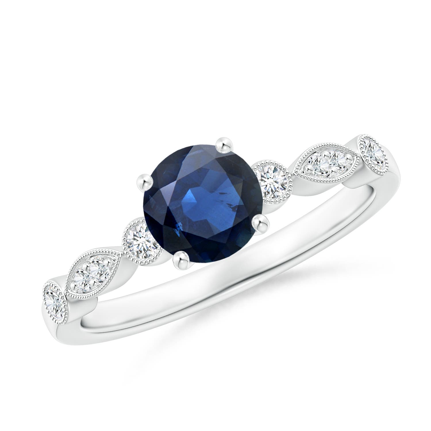 AA - Blue Sapphire / 1.12 CT / 14 KT White Gold