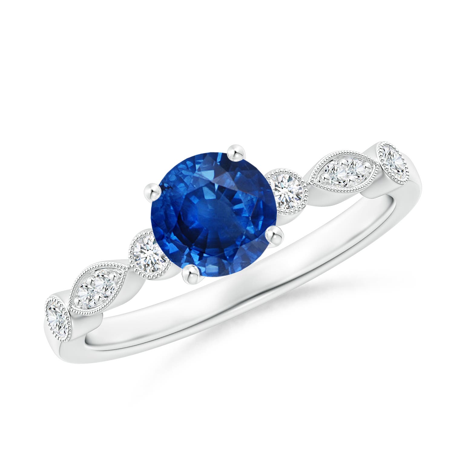 AAA - Blue Sapphire / 1.12 CT / 14 KT White Gold