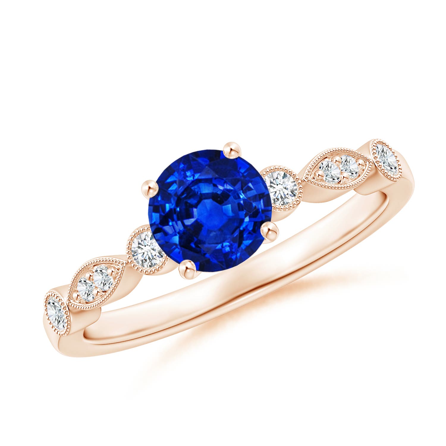 AAAA - Blue Sapphire / 1.12 CT / 14 KT Rose Gold