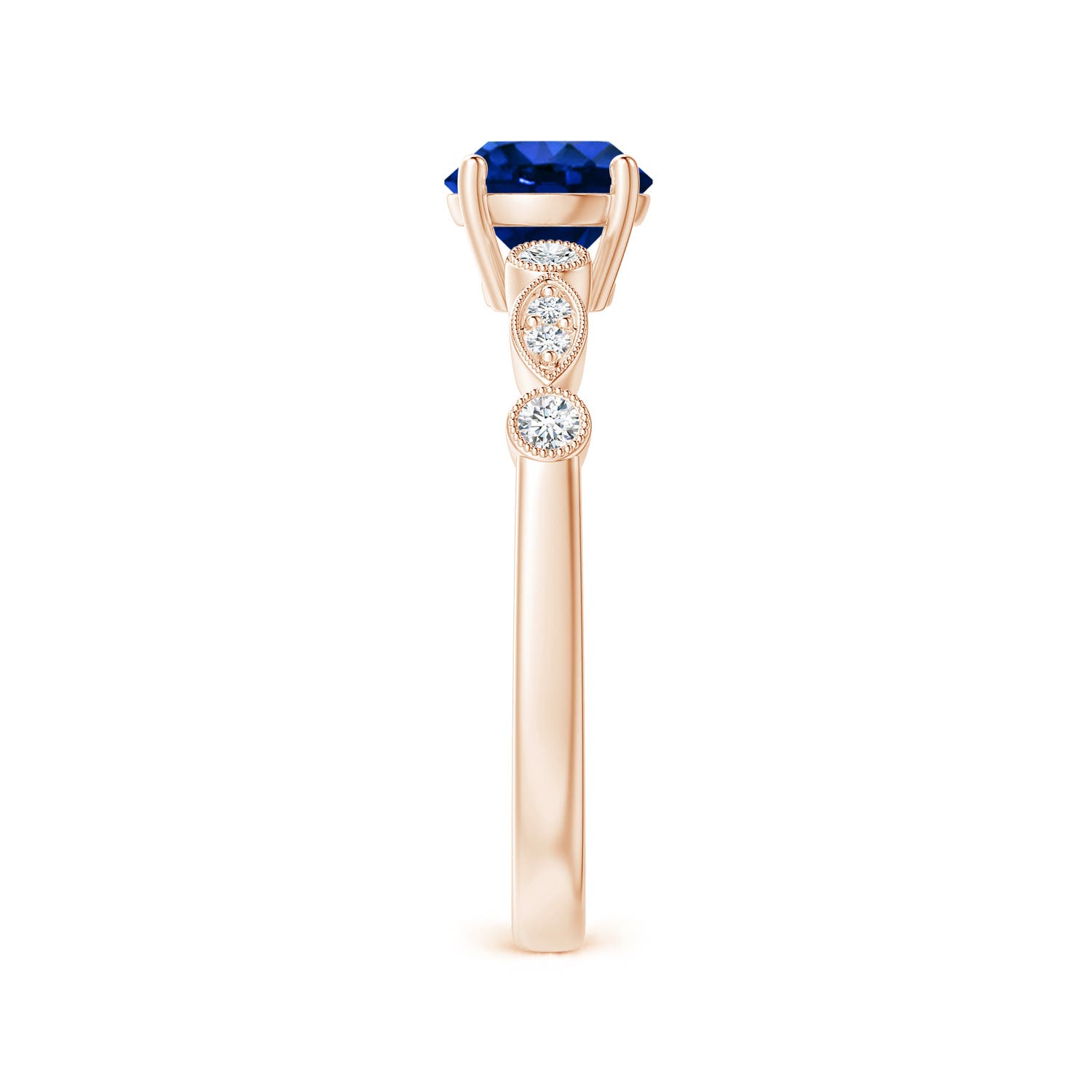 AAAA - Blue Sapphire / 1.12 CT / 14 KT Rose Gold