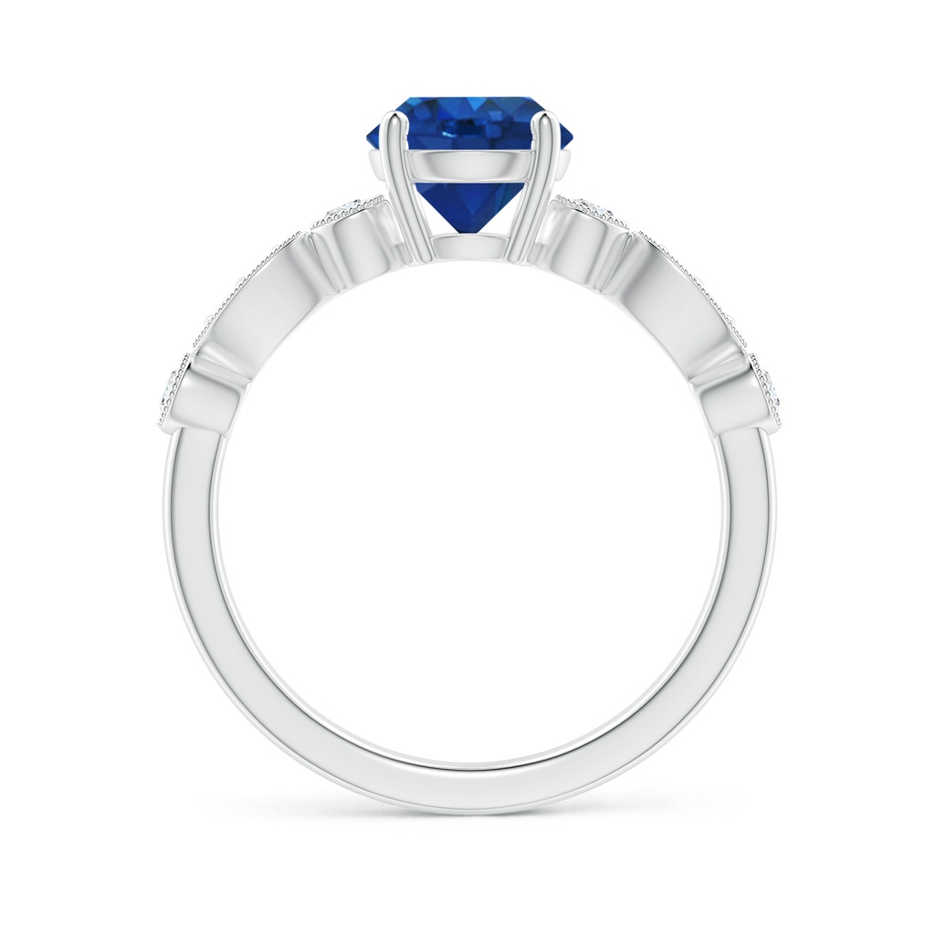 7mm AAA Marquise and Dot Sapphire Engagement Ring with Diamonds in White Gold Side-1