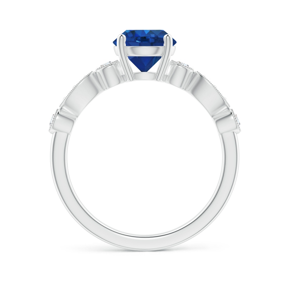 7mm AAA Marquise and Dot Sapphire Engagement Ring with Diamonds in White Gold side-1