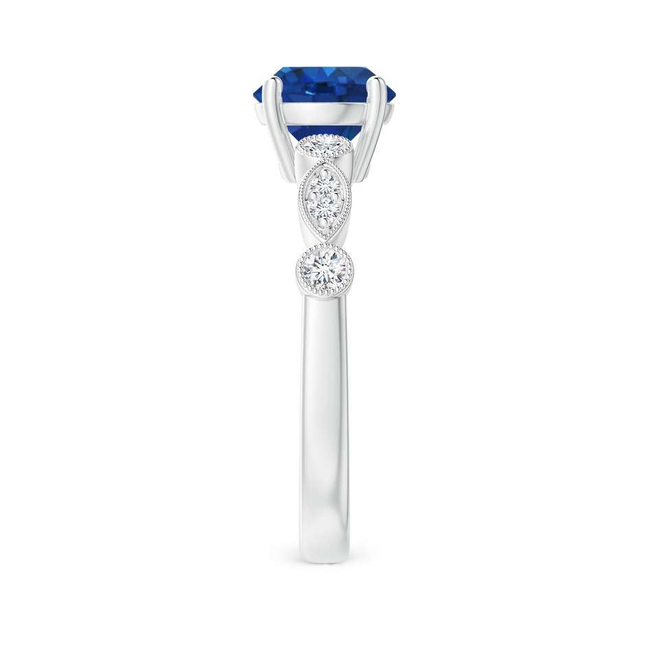 7mm AAA Marquise and Dot Sapphire Engagement Ring with Diamonds in White Gold side-2