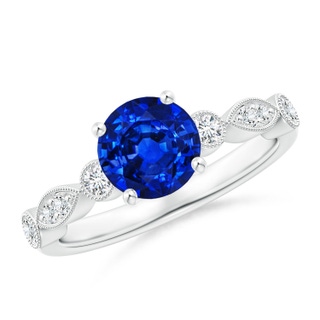 7mm AAAA Marquise and Dot Sapphire Engagement Ring with Diamonds in P950 Platinum
