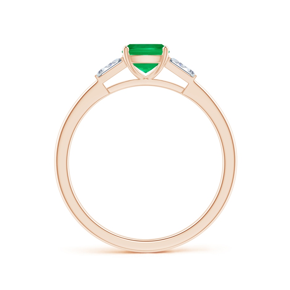 5mm AAA Cushion Emerald Ring with Bar-Set Tapered Baguette Diamonds in 10K Rose Gold side-1