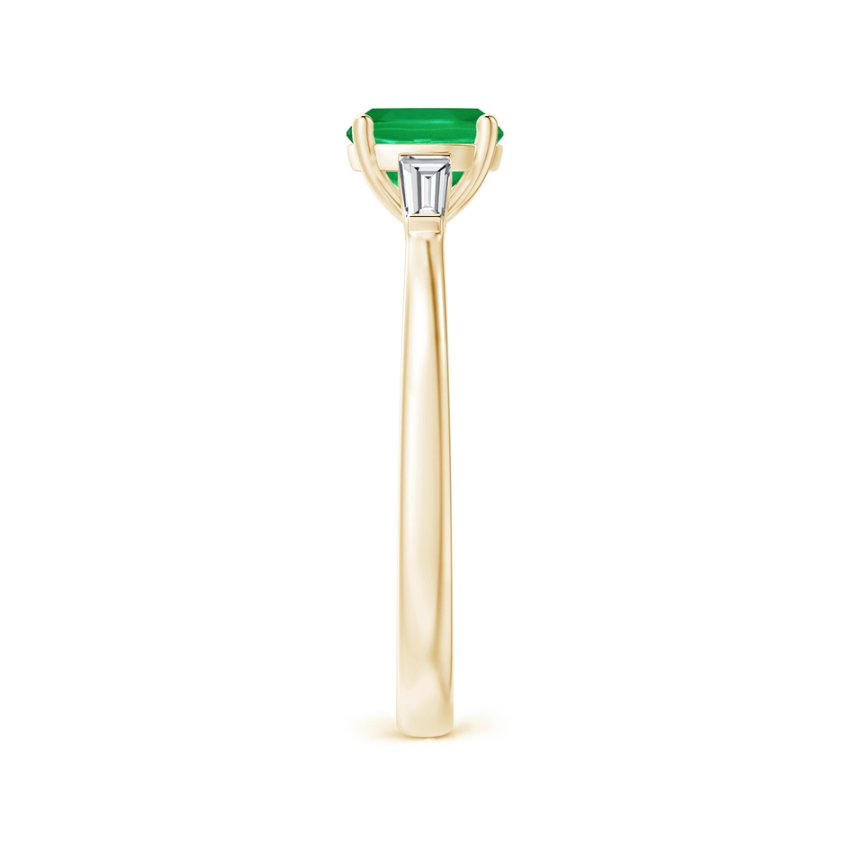 6mm AA Cushion Emerald Ring with Bar-Set Tapered Baguette Diamonds in Yellow Gold side 2