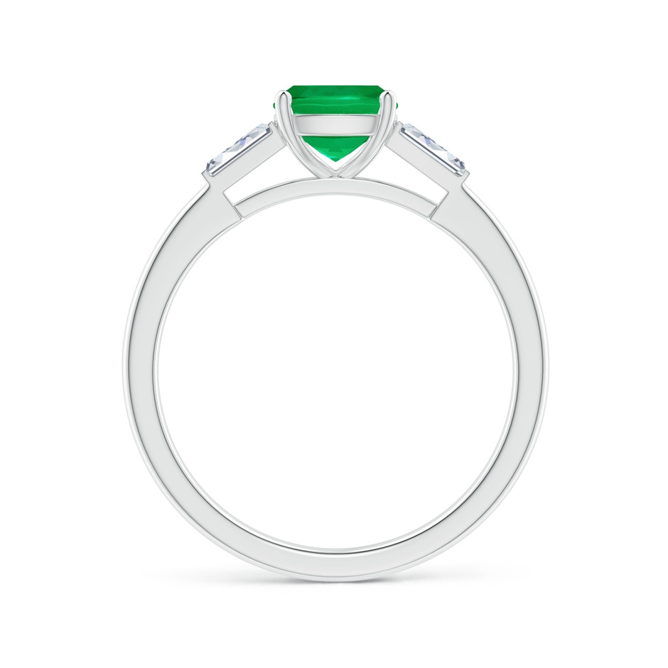 6mm AAA Cushion Emerald Ring with Bar-Set Tapered Baguette Diamonds in White Gold side 1