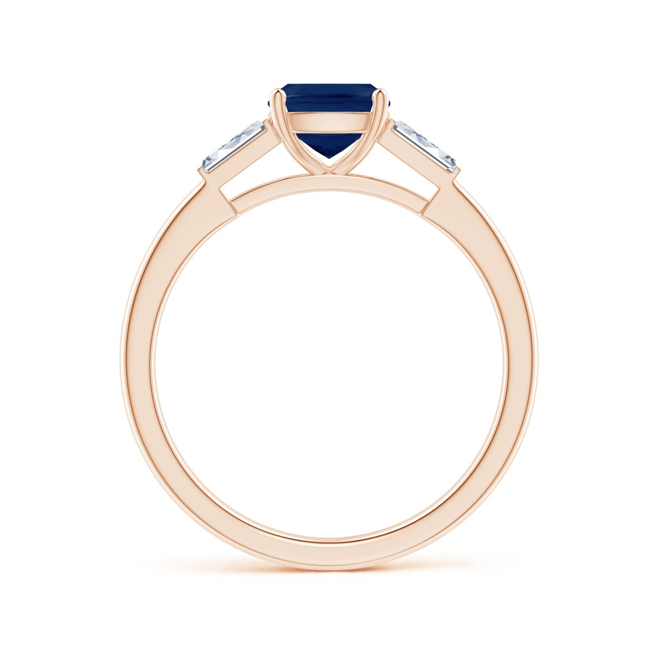 6mm A Cushion Sapphire Ring with Bar-Set Tapered Baguette Diamonds in Rose Gold side 199