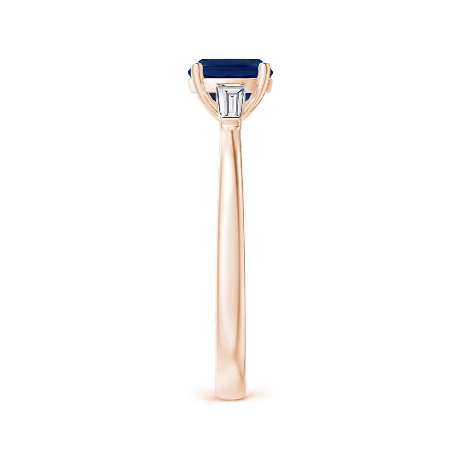 6mm A Cushion Sapphire Ring with Bar-Set Tapered Baguette Diamonds in Rose Gold side 299