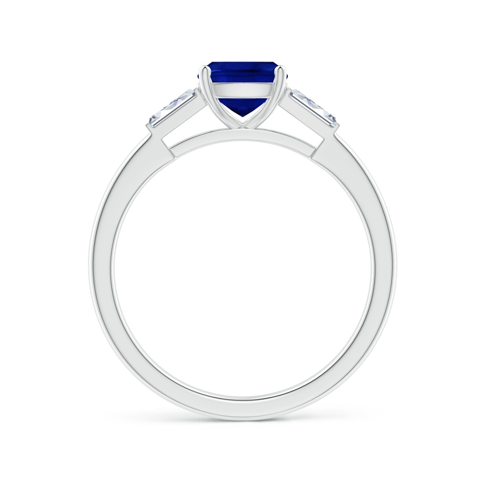 6mm AAAA Cushion Sapphire Ring with Bar-Set Tapered Baguette Diamonds in P950 Platinum side 199