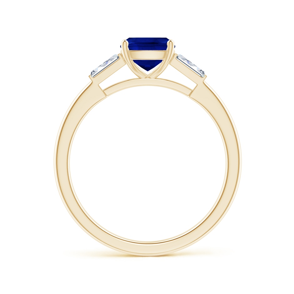 6mm AAAA Cushion Sapphire Ring with Bar-Set Tapered Baguette Diamonds in Yellow Gold side 199