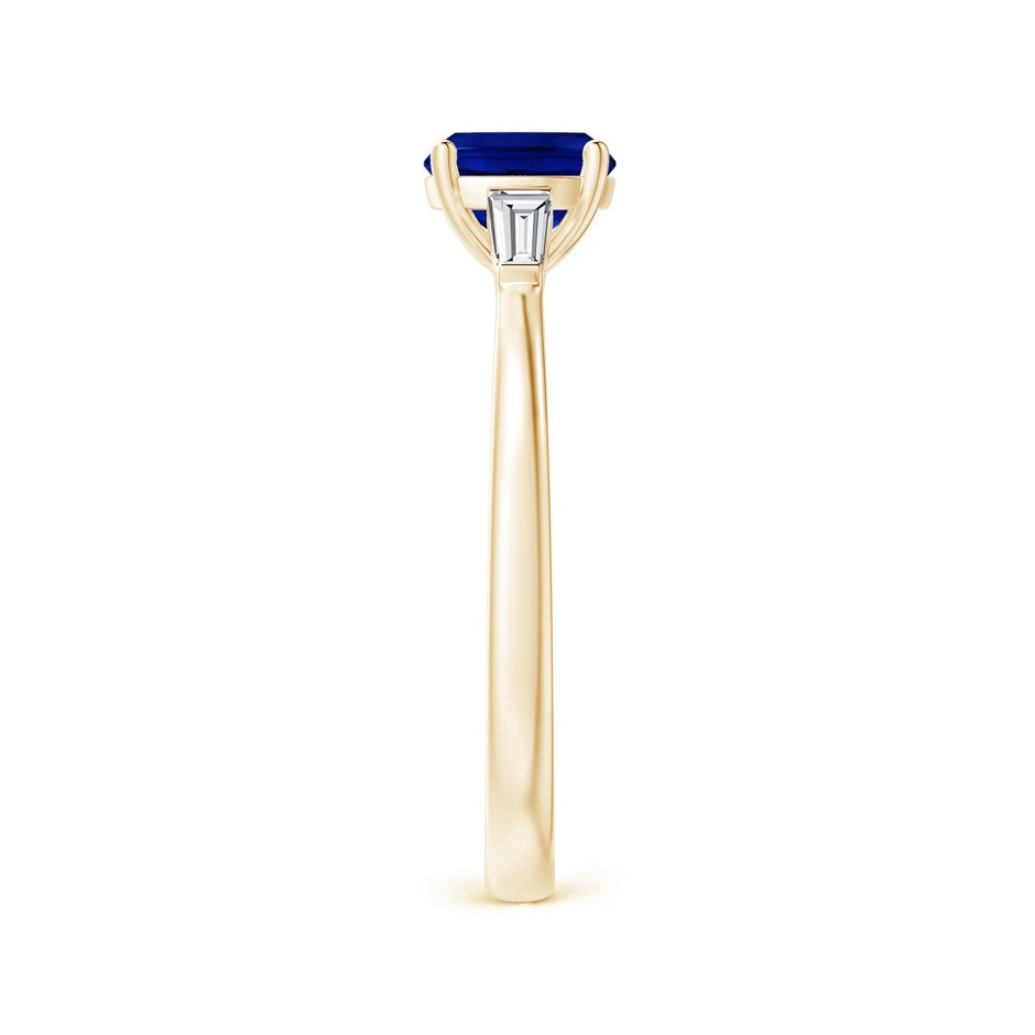 6mm AAAA Cushion Sapphire Ring with Bar-Set Tapered Baguette Diamonds in Yellow Gold side 299