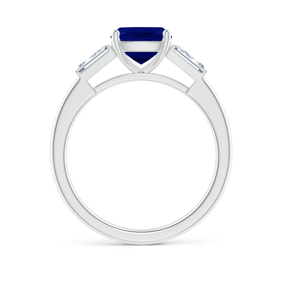7mm AAA Cushion Sapphire Ring with Bar-Set Tapered Baguette Diamonds in P950 Platinum side 199