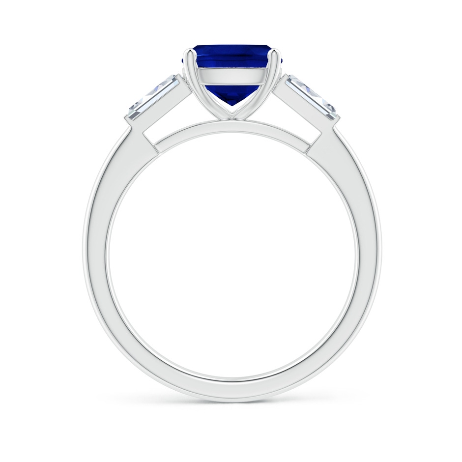 7mm AAAA Cushion Sapphire Ring with Bar-Set Tapered Baguette Diamonds in P950 Platinum side 199