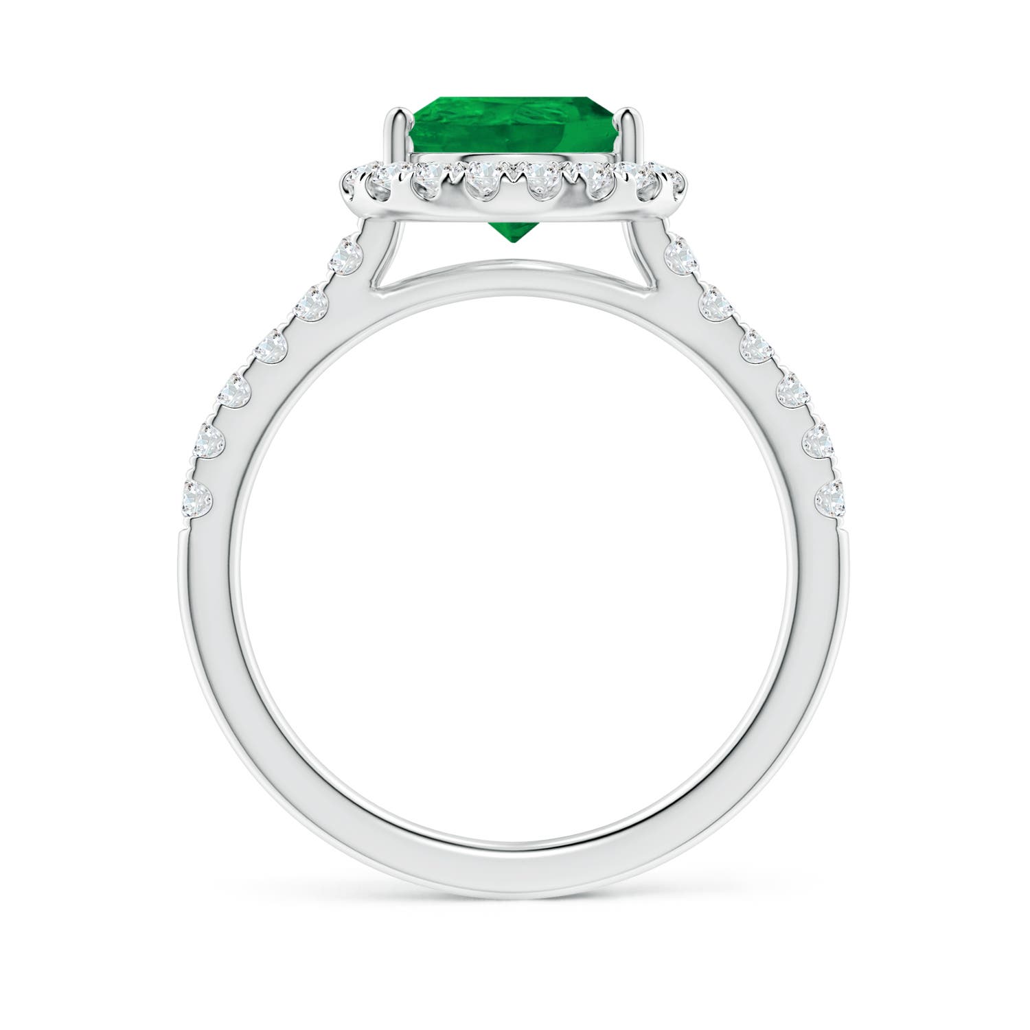 10x8mm AA Pear-Shaped Emerald Halo Engagement Ring in P950 Platinum