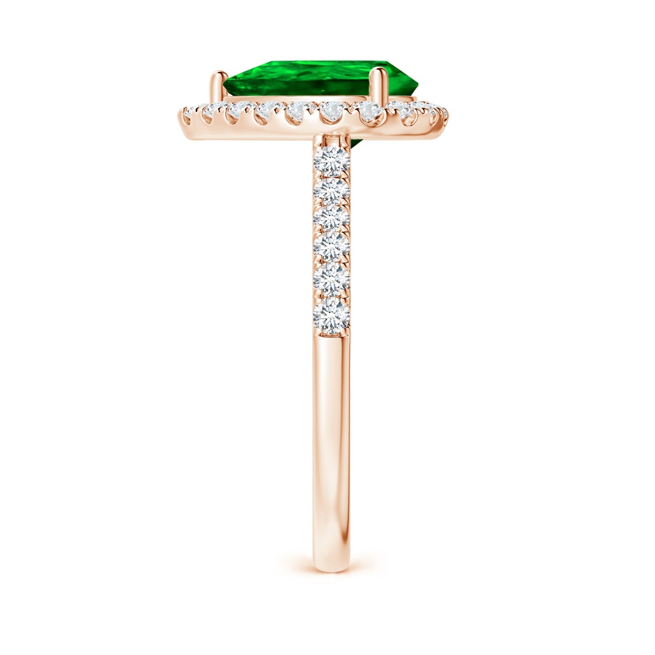 10x8mm AAAA Pear-Shaped Emerald Halo Engagement Ring in Rose Gold side 299