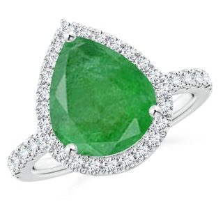 12x10mm A Pear-Shaped Emerald Halo Engagement Ring in P950 Platinum