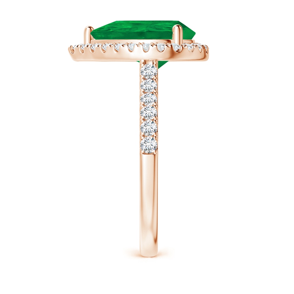 12x10mm AA Pear-Shaped Emerald Halo Engagement Ring in Rose Gold side 299