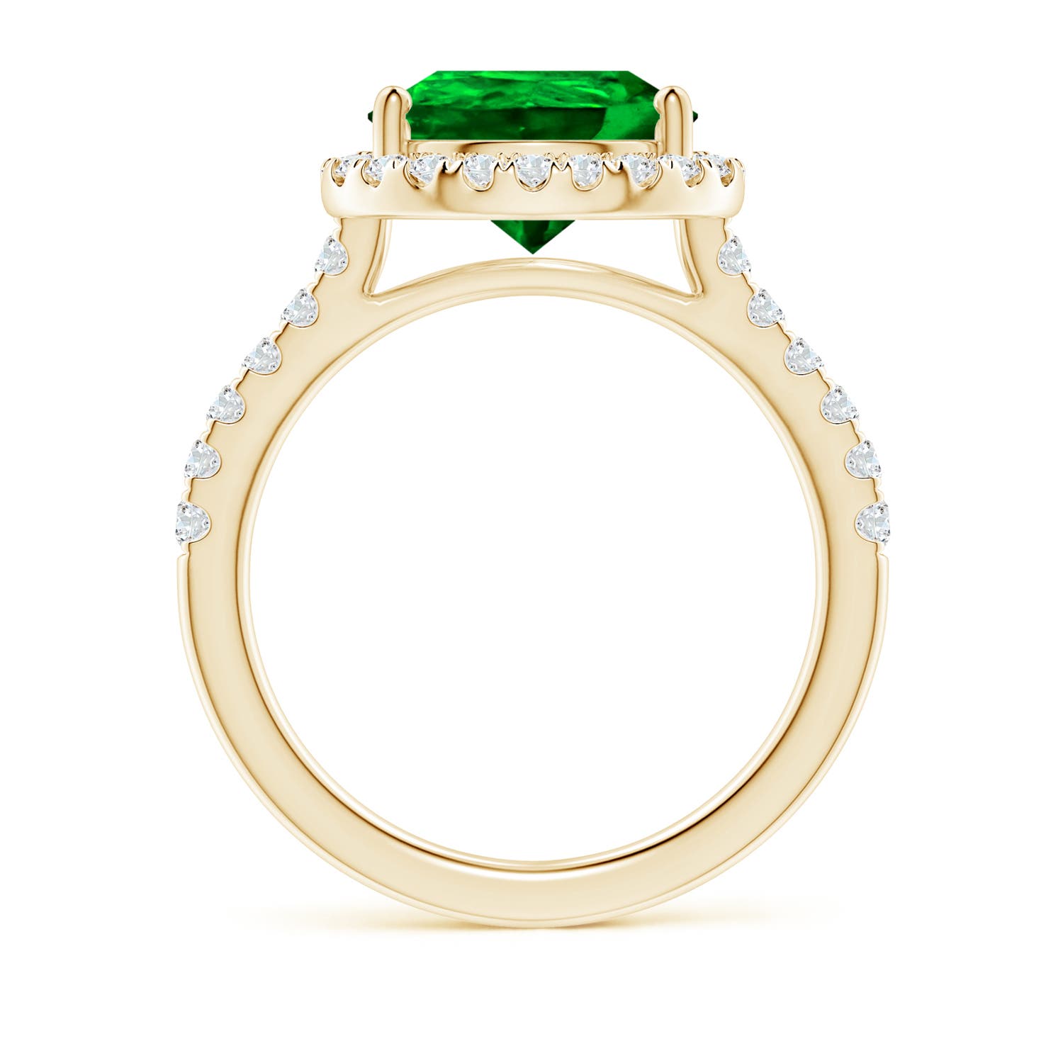 12x10mm AAAA Pear-Shaped Emerald Halo Engagement Ring in 18K Yellow Gold