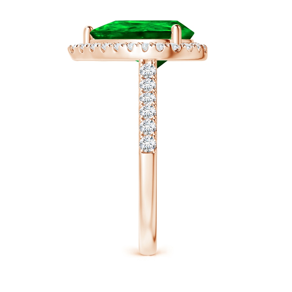 12x10mm AAAA Pear-Shaped Emerald Halo Engagement Ring in Rose Gold side 299