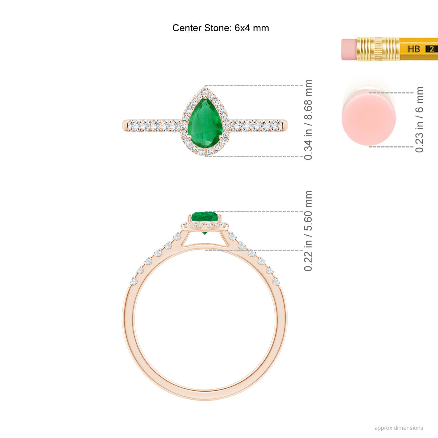 AA - Emerald / 0.56 CT / 14 KT Rose Gold