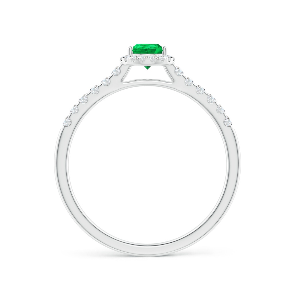 6x4mm AAA Pear-Shaped Emerald Halo Engagement Ring in White Gold Side 1