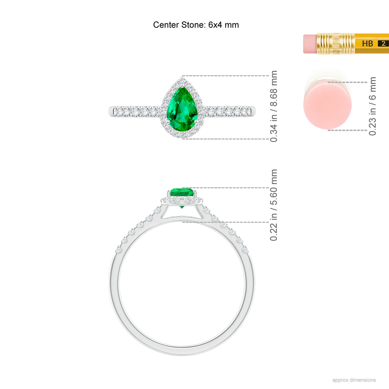 AAA - Emerald / 0.56 CT / 14 KT White Gold