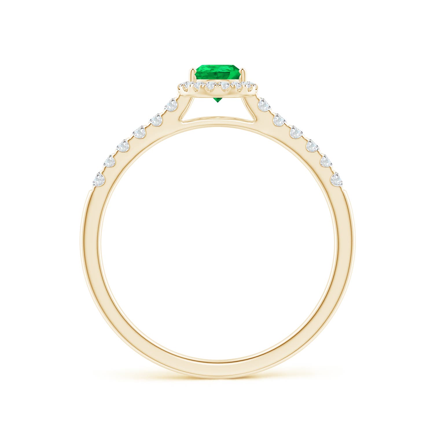 6x4mm AAA Pear-Shaped Emerald Halo Engagement Ring in Yellow Gold - side 3