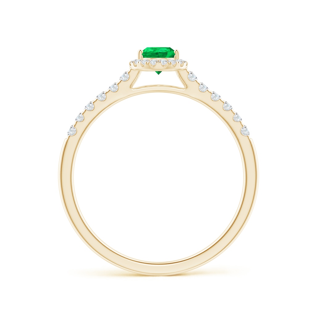 6x4mm AAA Pear-Shaped Emerald Halo Engagement Ring in Yellow Gold - side 199
