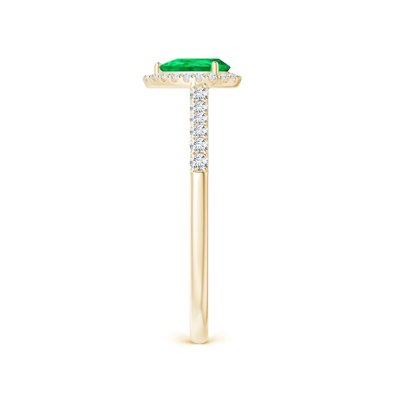 6x4mm AAA Pear-Shaped Emerald Halo Engagement Ring in Yellow Gold - side 4