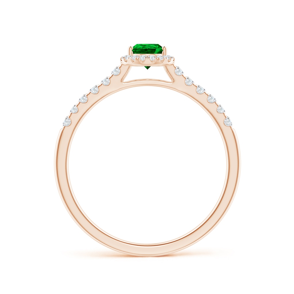 6x4mm AAAA Pear-Shaped Emerald Halo Engagement Ring in Rose Gold - side 199