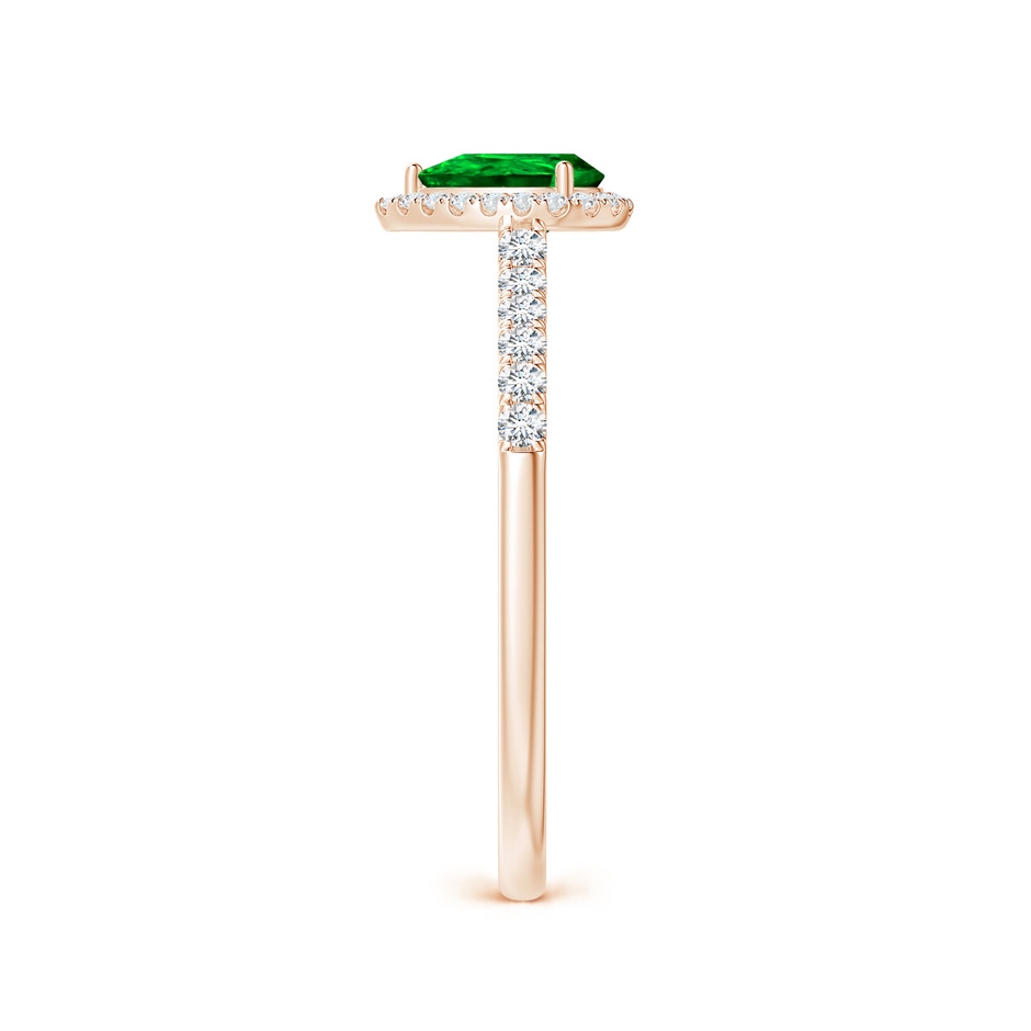 6x4mm AAAA Pear-Shaped Emerald Halo Engagement Ring in Rose Gold side 299