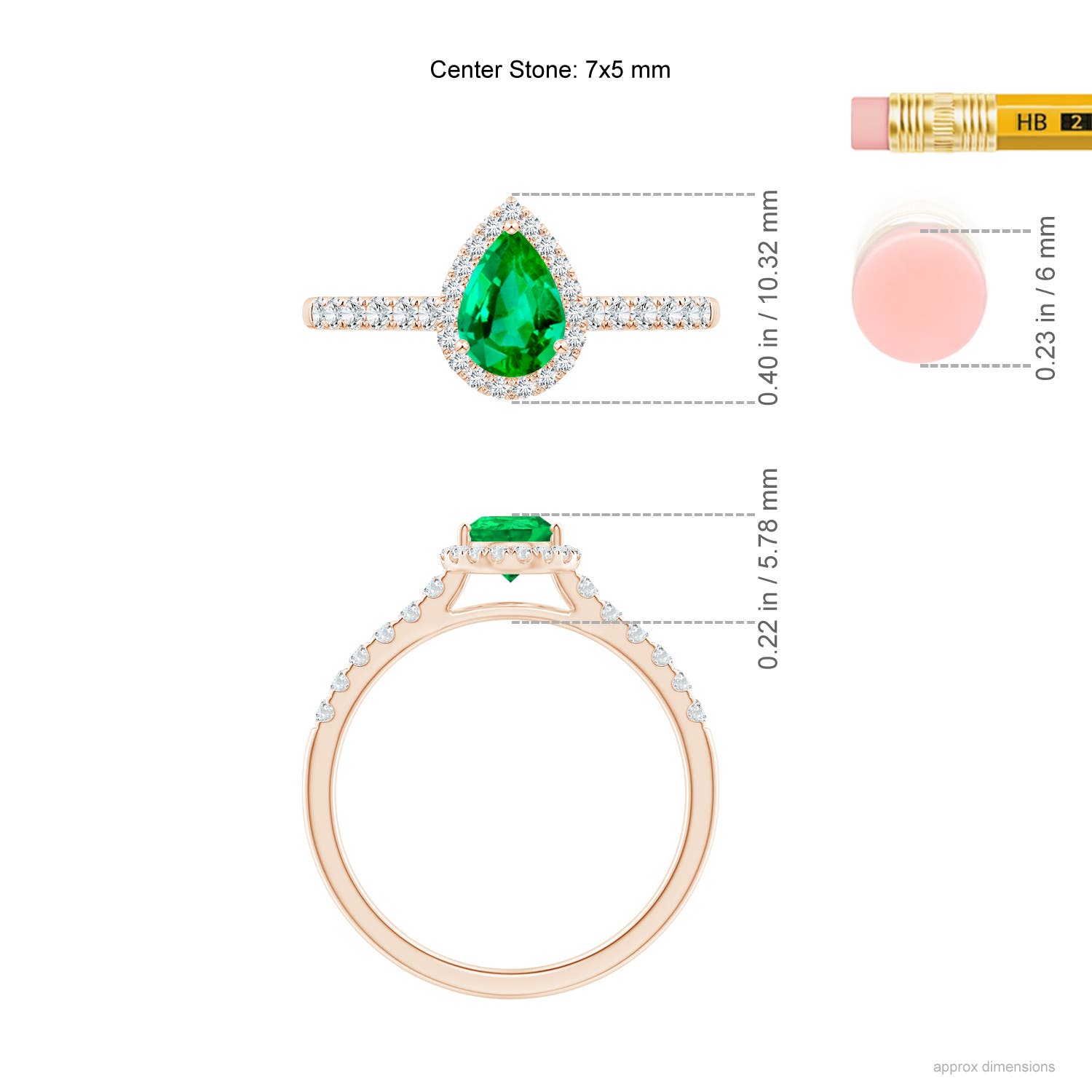 AAA - Emerald / 0.88 CT / 14 KT Rose Gold