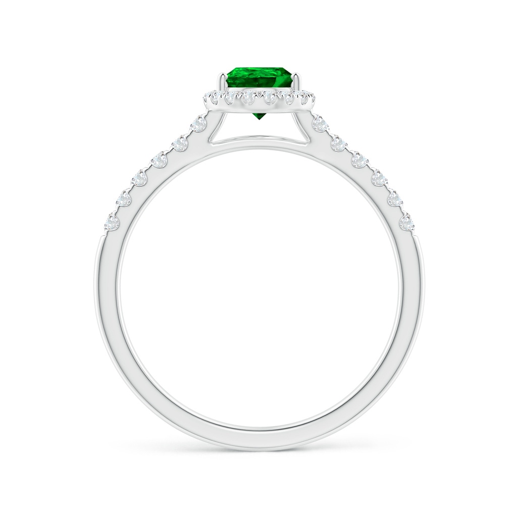 7x5mm AAAA Pear-Shaped Emerald Halo Engagement Ring in P950 Platinum Side 199
