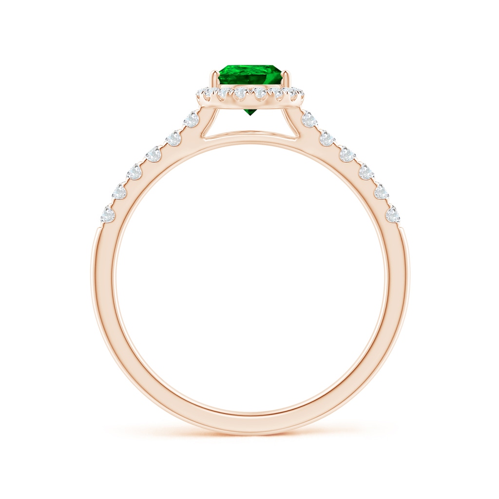 7x5mm AAAA Pear-Shaped Emerald Halo Engagement Ring in Rose Gold Side 199