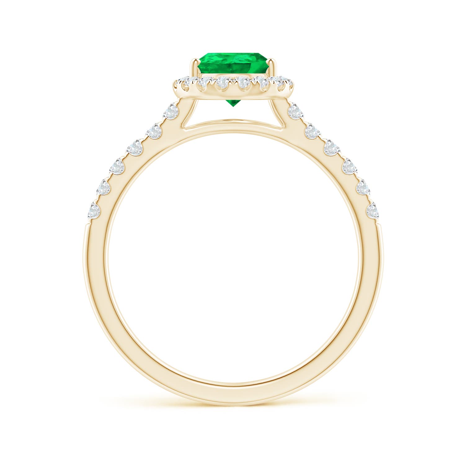 8x6mm AAA Pear-Shaped Emerald Halo Engagement Ring in Yellow Gold